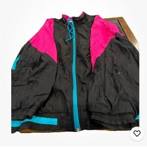 Black and Pink Windbreaker with Blue Accents bocco Sz.L vintage